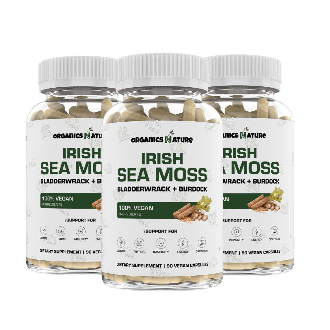 Sea Moss Capsules With Bladderwrack & Burdock Root - 3 Bottles