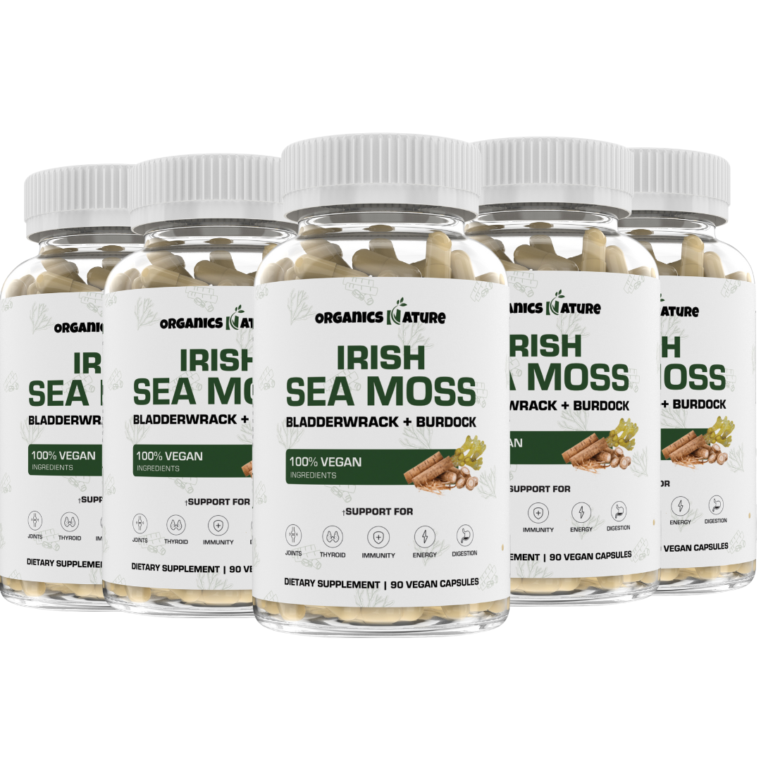 Sea Moss Capsules With Bladderwrack & Burdock Root - 5 Bottles